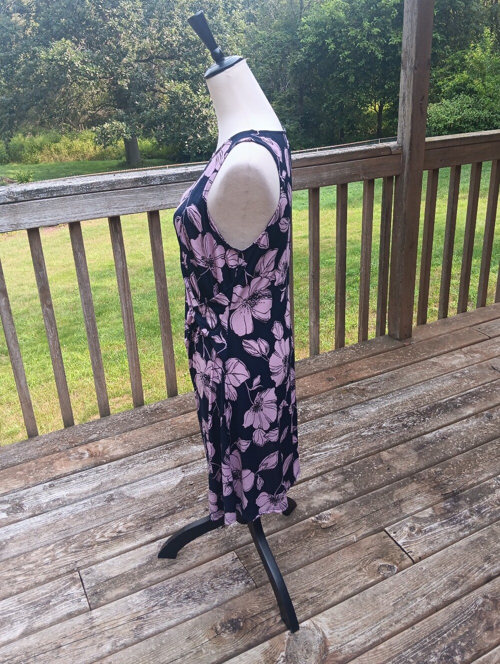 Beacon Pink Navy Blue Sleeveless  Mini Dress Medium Cottagecore Garden Party - Picture 6 of 10